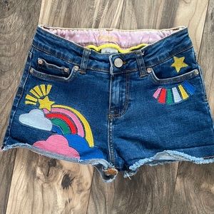 Boden Girls Denim rainbow shorts Size 10 youth